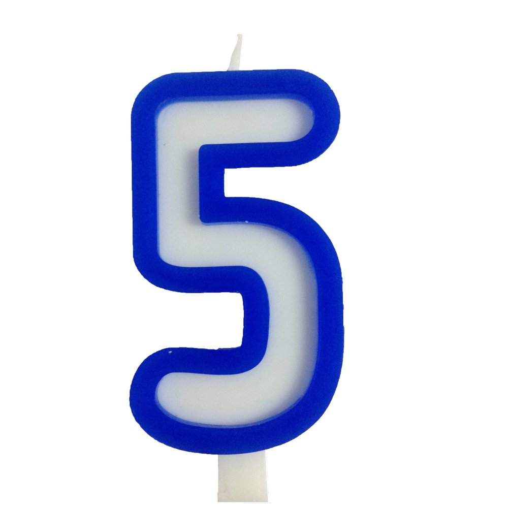 Funcart Blue and White Numerical 5 Style Candle for 5th Birthday Decoration/Cake Topper,Cake Decoration,Birthday Decoration