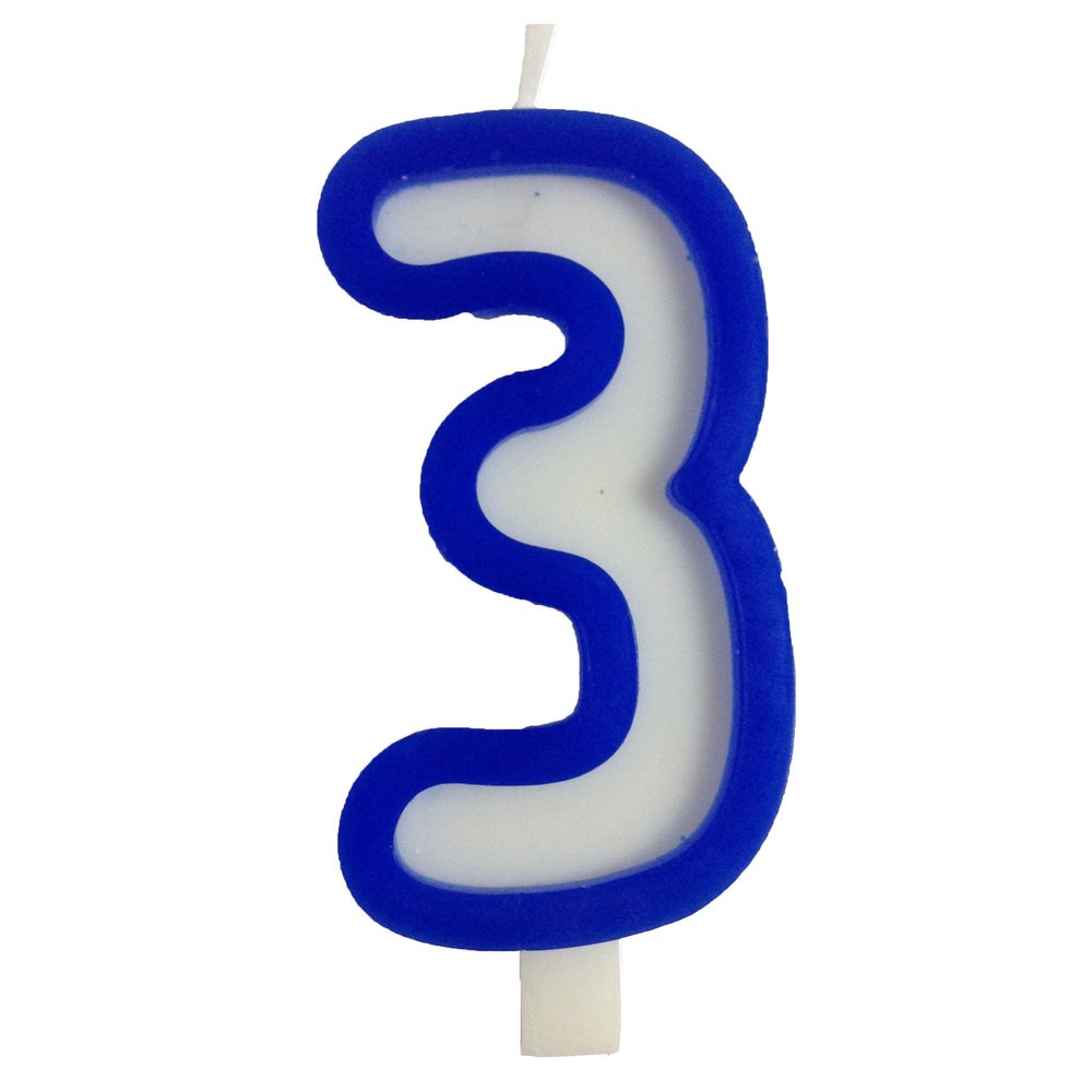 Funcart Blue and White Numerical 3 Style Candle for 3rd Birthday Decoration/Cake Topper,Cake Decoration,Birthday Decoration