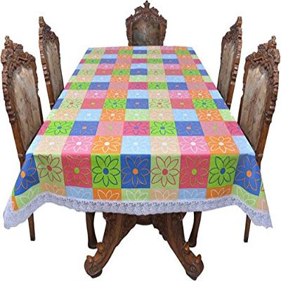 CASA FURNISHING PVC Rangoli Printed 6 Seater Waterproof Rectangle Table Cover (Multicolor, 60x90 Inches)