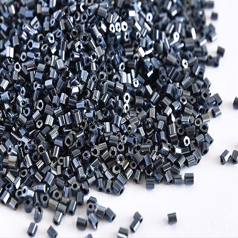 The Design Cart Opaque Luster Black 2 Cut Beads/Glass Seed Beads (6/0-3.5 mm, 100 Grams) Standard Quality, for Jewellery Making, Beading, Embroidery, Art and Craft