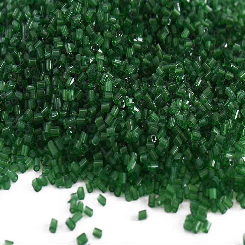 The Design Cart Transparent Green 2 Cut Beads/Glass Seed Beads (11/0-2.0 mm) (100 Grams) Standard Quality, for Jewellery Making, Beading, Arts and Crafts and Embroidery.