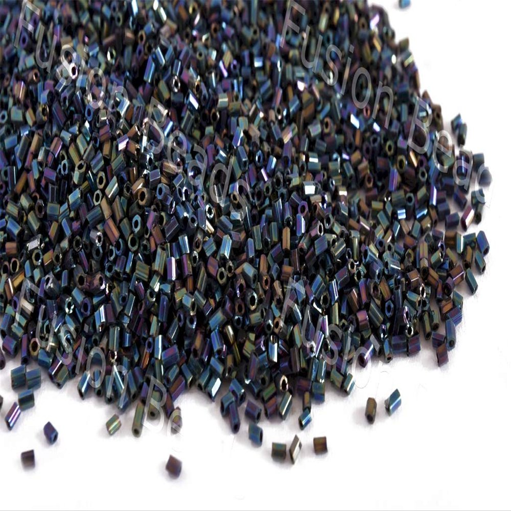 The Design Cart Iris Purple 2 Cut Glass Seed Beads/Cut Dana Beads (11/0-2.0 mm, 100 Grams) Standard Quality, for ? Jewellery Making, Beading, Embroidery, Art and Craft