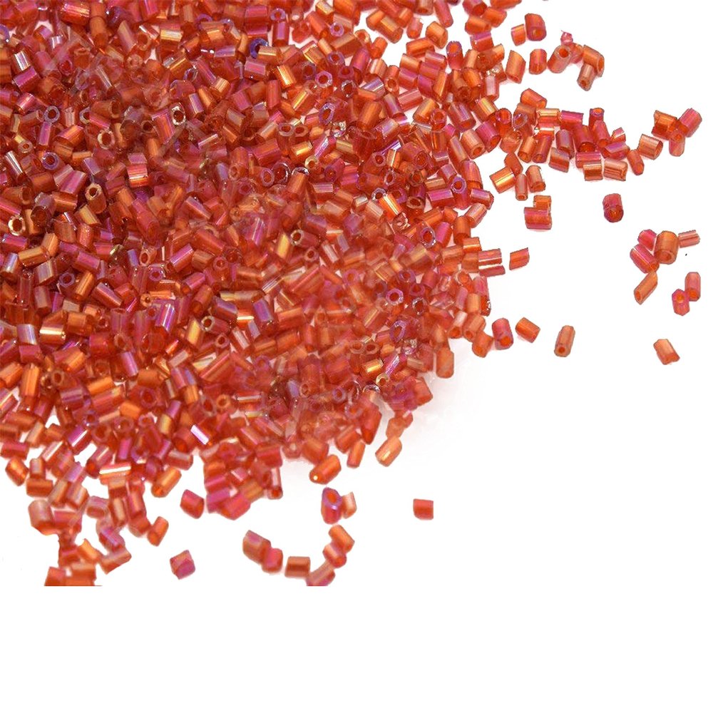 The Design Cart Red Rainbow 2 Cut Seed Beads for Jewellery Making, Embroidery, Beading, Art and Craft Supplies (11/0-2.0 mm / 100 Grams) Standard Quality