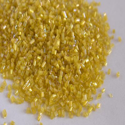 The Design Cart Transparent Rainbow Yellow 2 Cut Beads/Glass Seed Beads (8/0-3.0 mm) (100 Grams) Standard Quality, for ? Jewellery Making, Beading, Arts and Crafts and Embroidery.