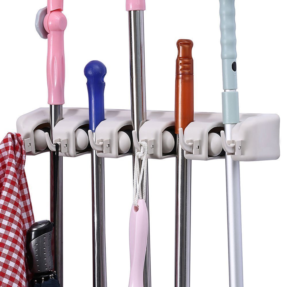 E-WARE Broom Holder and Garden Tool Organizer for Rake or Mop Handles Up