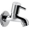 Cera Garnet Quarter Turn F2002151 Brass Bib Cock with Wall Flange and Aerator (Silver) view 1