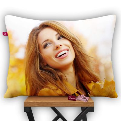 k1gifts Personalized Your Own Photo Satin 100 TC Pillow/Cushion- White Color 12X15 Inch