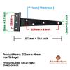Adonai Hardware Makheloth Antique Iron Light Duty T-Hinge (10 Inch x 2pack, Black Powder Coated) view 2