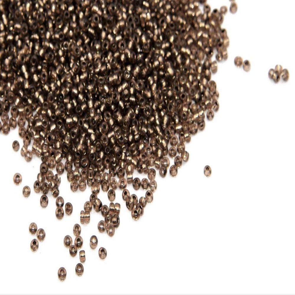 The Design Cart Silverline Smoke Brown Round Seed Beads for Jewellery Making, Embroidery, Beading, Art and Craft Supplies (11/0-2.0 mm / 450 Grams) Standard Quality