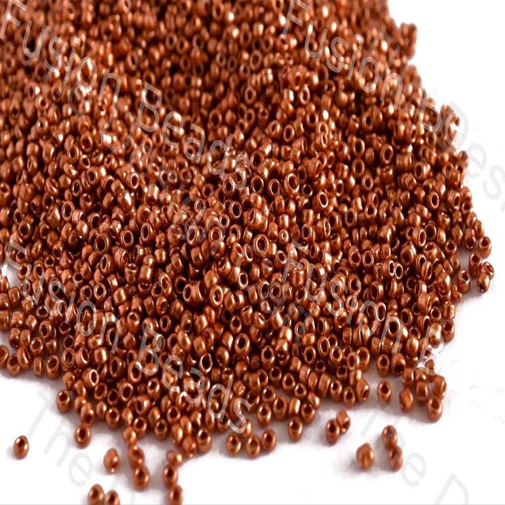 The Design Cart Metalic Uni Copper Round Seed Beads for Jewellery Making, Embroidery, Beading, Art and Craft Supplies (11/0-2.0 mm / 100 Grams) Standard Quality