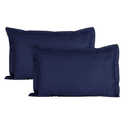 Trance Home Linen 200 TC 100% Cotton Large Size 20x30 inch Satin Stripe Pillow Covers | Pillow Cases | Set of 2 Piece Pillow Covers only |Large Size (Navy Blue, 20 X 30 inch)