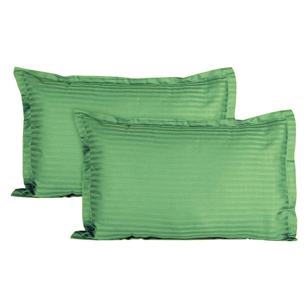Trance Home Linen 200 TC 100% Cotton Large Size 20x30 inch Satin Stripe Pillow Covers | Pillow Cases | Set of 2 Piece Pillow Covers only |Large Size (Moss Green, 20 X 30 inch)