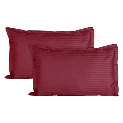 Trance Home Linen 200 TC 100% Cotton Large Size 20x30 inch Satin Stripe Pillow Covers | Pillow Cases | Set of 2 Piece Pillow Covers only |Large Size (Deep Wine, 20 X 30 inch)