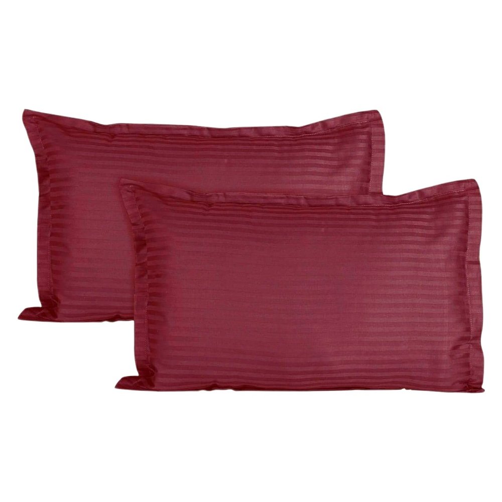 Trance Home Linen 200 TC 100% Cotton Large Size 20x30 inch Satin Stripe Pillow Covers | Pillow Cases | Set of 2 Piece Pillow Covers only |Large Size (Deep Wine, 20 X 30 inch)