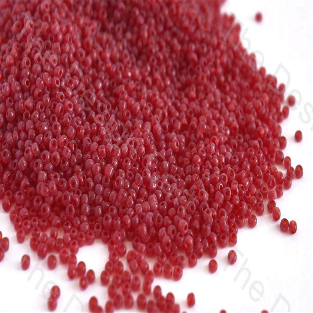 The Design Cart Transparent Dark Red Round Rocailles Seed Beads for Jewellery Making, Embroidery, Beading, Art and Craft Supplies (11/0-2.0 mm) - 100 Grams
