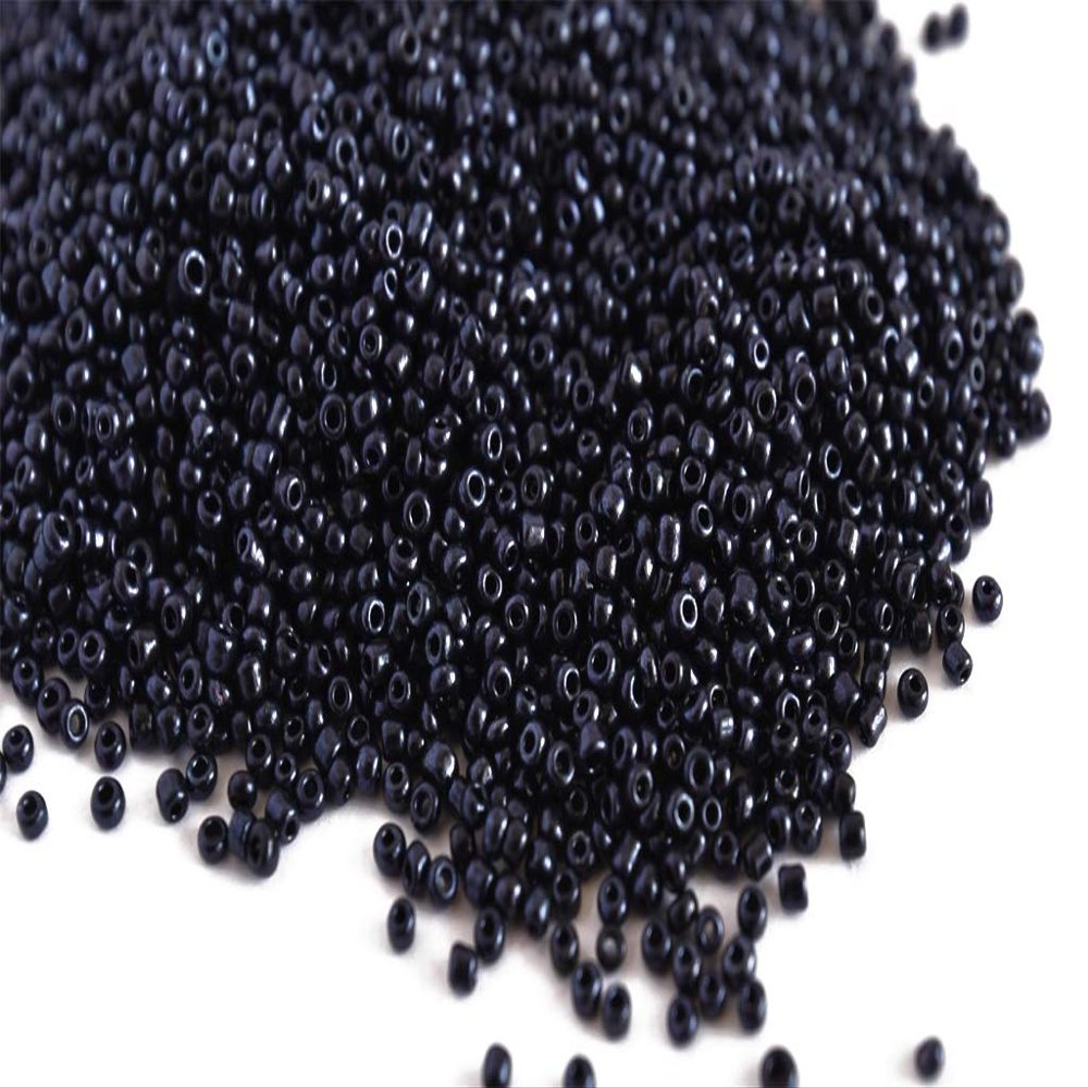 The Design Cart Opaque Black Round Rocailles/Glass Seed Beads (8/0-3.0 mm, 450 Grams), for ? Jewellery Making, Beading, Embroidery, Art and Craft