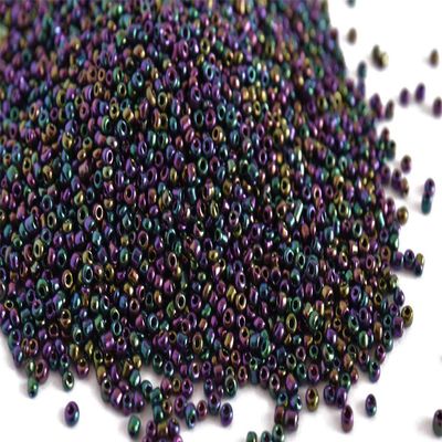 The Design Cart Iris Purple Round Rocailles/Glass Seed Beads (8/0-3.0 mm, 100 Grams) Standard Quality, for Jewellery Making, Beading, Embroidery, Art and Craft