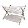 TOTO DEALS Multifunction Two Layer Folding Kitchen Dish Rack (1 Piece) (Material: Plastic Stainless Steel, Size: 425mm x 320mm x 320mm, Colour: White) view 1