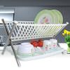 TOTO DEALS Multifunction Two Layer Folding Kitchen Dish Rack (1 Piece) (Material: Plastic Stainless Steel, Size: 425mm x 320mm x 320mm, Colour: White) view 2