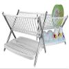 TOTO DEALS Multifunction Two Layer Folding Kitchen Dish Rack (1 Piece) (Material: Plastic Stainless Steel, Size: 425mm x 320mm x 320mm, Colour: White) view 4