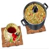 Yellow Weaves 6 Pieces Bamboo Wood Coasters or Heat Insulation Pad/Table Mats Placemats for Big Pans Pots- (15 X 15 Cms) view 3