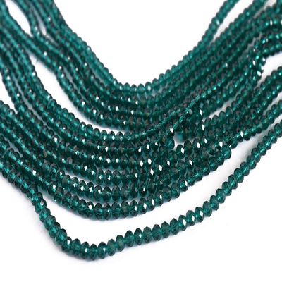 The Design Cart Teal Transparent Tyre/Rondelle Faceted Crystal Beads (4 mm) 1 String for ? Jewellery Making, Beading, Arts and Crafts and Embroidery.