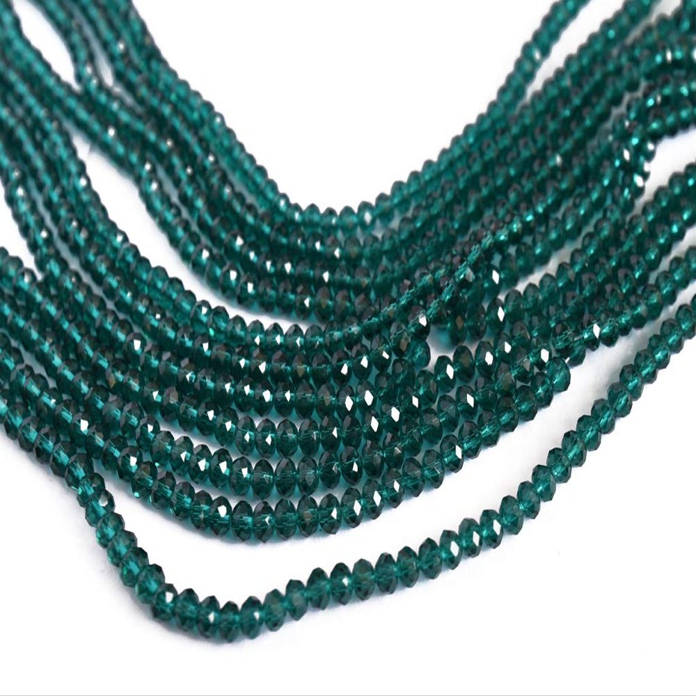 The Design Cart Teal Transparent Tyre/Rondelle Faceted Crystal Beads (4 mm) 1 String for ? Jewellery Making, Beading, Arts and Crafts and Embroidery.