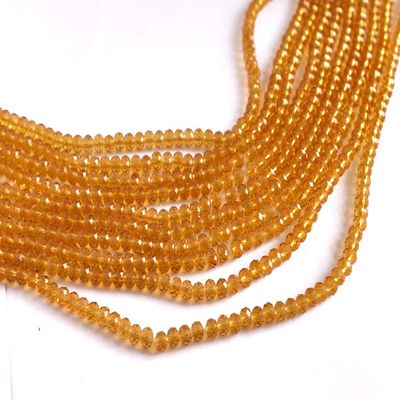 The Design Cart Brown Transparent Tyre/Rondelle Faceted Crystal Beads (4 mm) (1 String) for ? Jewellery Making, Beading, Embroidery, Art and Craft