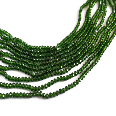 The Design Cart Dark Green Transparent Tyre/Rondelle Faceted Crystal Beads (14 mm) (1 String) for Jewellery Making, Beading, Embroidery, Art and Craft