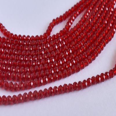 The Design Cart Maroon Transparent Tyre/Rondelle Shaped Crystal Beads (4 mm) 1 Line for Jewellery Making, Beading, Arts and Crafts and Embroidery.