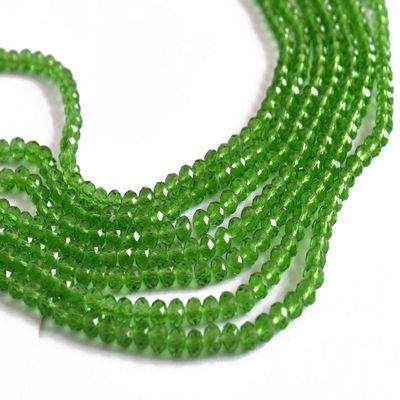 The Design Cart Green Transparent Tyre/Rondelle Faceted Crystal Beads (4 mm) (1 String) for Jewellery Making, Beading, Embroidery, Art and Craft