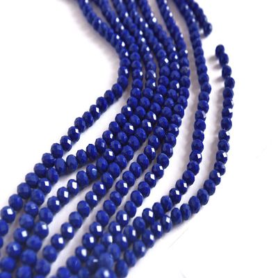 The Design Cart Blue Opaque Tyre/Rondelle Faceted Crystal Beads (2 mm) (1 String) for Jewellery Making, Beading, Embroidery, Art and Craft
