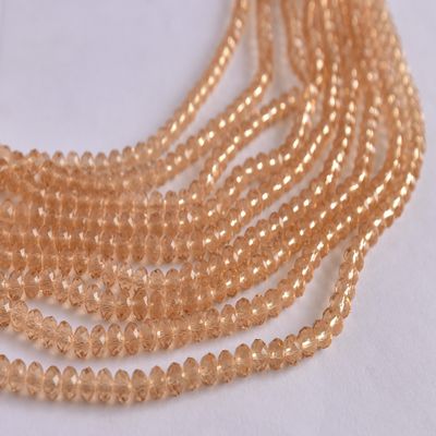 The Design Cart Champagne Golden Transparent Tyre/Rondelle Shaped Crystal Beads (4 mm) 1 Line for Jewellery Making, Beading, Arts and Crafts and Embroidery.