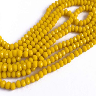 The Design Cart Yellow/Lemon Opaque Tyre/Rondelle Faceted Crystal Beads (2 mm) (1 String) for Jewellery Making, Beading, Embroidery, Art and Craft