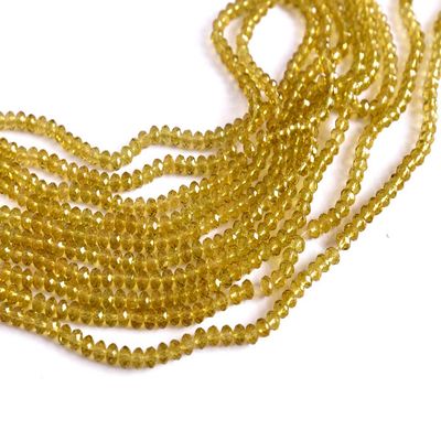 The Design Cart Yellow/Lemon Transparent Tyre/Rondelle Faceted Crystal Beads (2 mm) 1 String for ? Jewellery Making, Beading, Embroidery, Art and Craft
