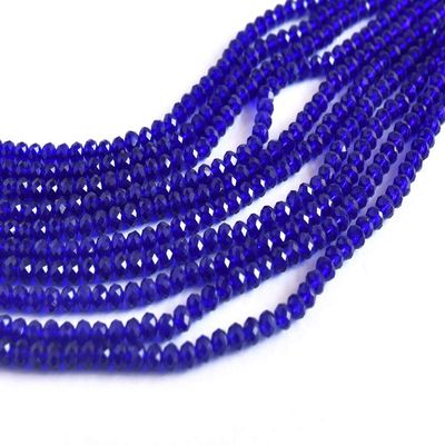 The Design Cart Blue Transparent Tyre/Rondelle Faceted Crystal Beads (4 mm) (1 String) for Jewellery Making, Beading, Embroidery, Art and Craft