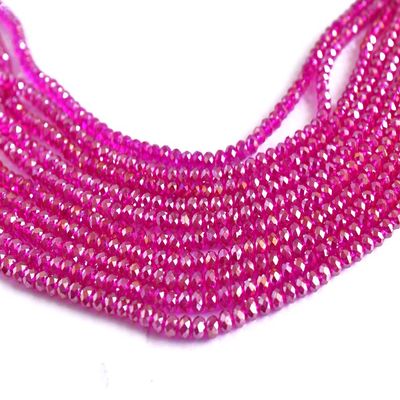 The Design Cart Pink/Magenta Rainbow Tyre/Rondelle Faceted Crystal Beads (8 mm) (1 String) for Jewellery Making, Beading, Embroidery, Art and Craft