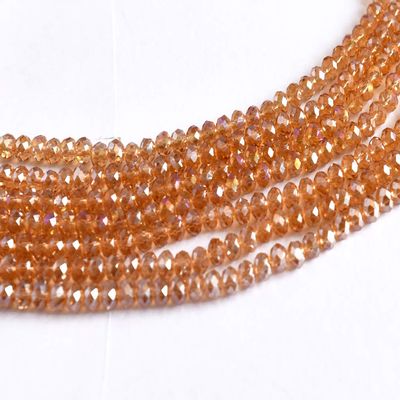 The Design Cart Champagne Golden Rainbow Tyre/Rondelle Faceted Crystal Beads (4 mm) (1 String) for Jewellery Making, Beading, Embroidery, Art and Craft