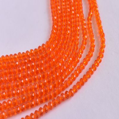 The Design Cart Orange Transparent Tyre/Rondelle Shaped Crystal Beads (2 mm) 1 Line for Jewellery Making, Beading, Arts and Crafts and Embroidery.