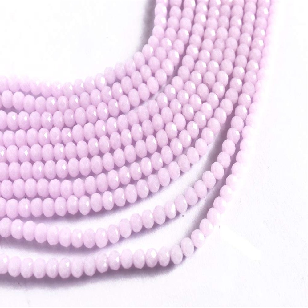The Design Cart Translucent Pink Opaque Tyre/Rondelle Faceted Crystal Beads (2 mm) (1 String) for Jewellery Making, Beading, Embroidery, Art and Craft