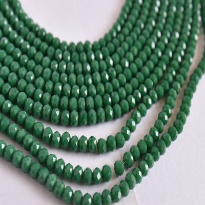 The Design Cart Green Opaque Tyre/Rondelle Shaped Crystal Beads (2 mm) 5 Lines for Jewellery Making, Beading, Arts and Crafts and Embroidery.