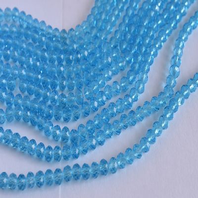 The Design Cart Aqua Blue Transparent Tyre/Rondelle Shaped Crystal Beads (4 mm) 1 Line for Jewellery Making, Beading, Arts and Crafts and Embroidery.