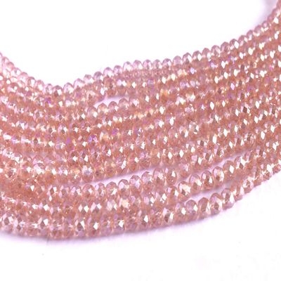 The Design Cart Light Pink Rainbow Tyre/Rondelle Faceted Crystal Beads (4 mm) (1 String) for ? Jewellery Making, Beading, Embroidery, Art and Craft