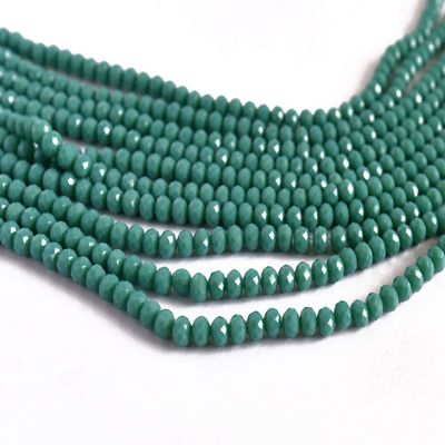 The Design Cart Sea Green Opaque Tyre/Rondelle Faceted Crystal Beads (2 mm) (1 String) for Jewellery Making, Beading, Embroidery, Art and Craft