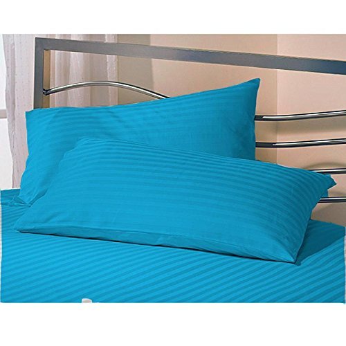 Jaipur Linen Cotton 300 TC Pillow Cover, King, Turquoise Blue, 2 Pieces