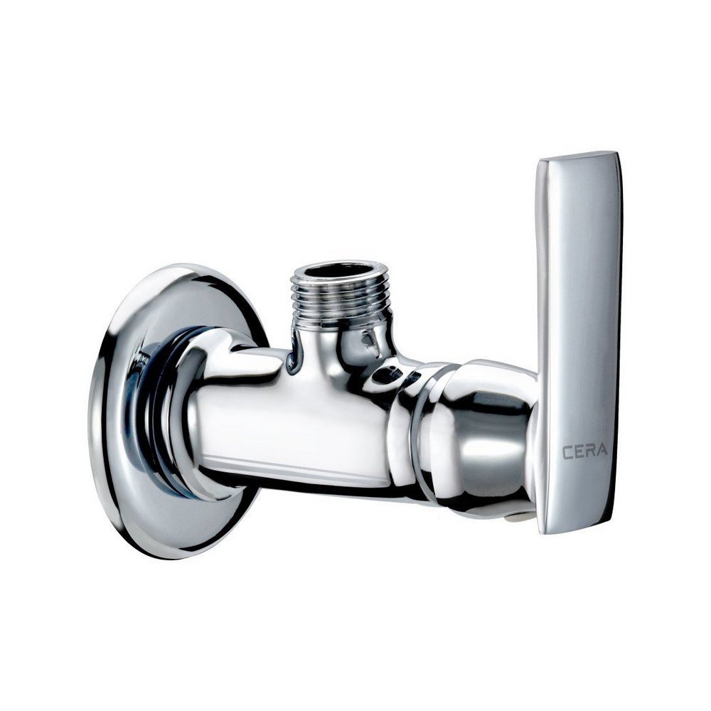 Cera Titanium F1003201 Stainless Steel Single Lever Angle Cock with Wall Flange (Silver)