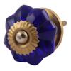 Indian-Shelf Pack of 4 Blue Glass Cabinet Knobs Melon Marigold Flower Designer Cupboard Door Knob for Home Decor view 1