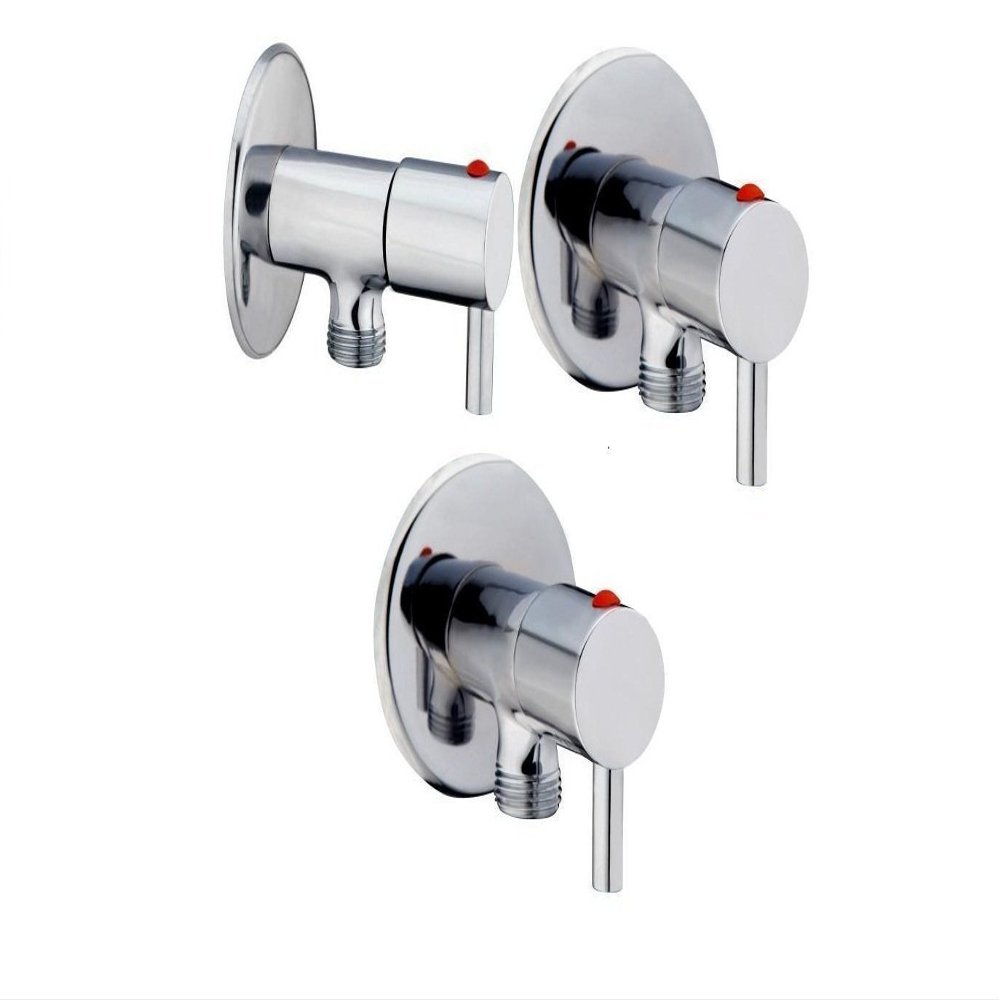 HOMEPRODUCTS4U Stainless Steel Angle Cock (Standard Size, Silver) - Pack of 3