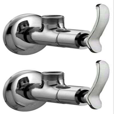 Drizzle Duck Brass Angle Valve Stop Cock for Bathroom Taps, Geyser and Wash Basin Connection (Silver, Chrome Finish, 2-Pieces)