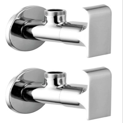 DRIZZLE Brass Swift Angle Valve Stop Cock For Bathroom Taps, Geyser And Wash Basin Connection (Silver, Chrome Finish, 2-Pieces)